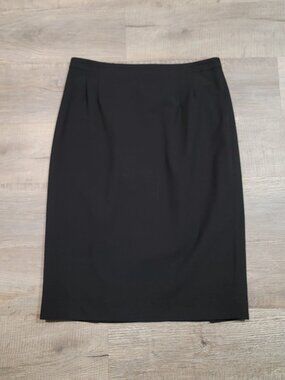MM LaFleur Wool Pencil Skirt Size 8 Knee Length Black Minimalist Career Office